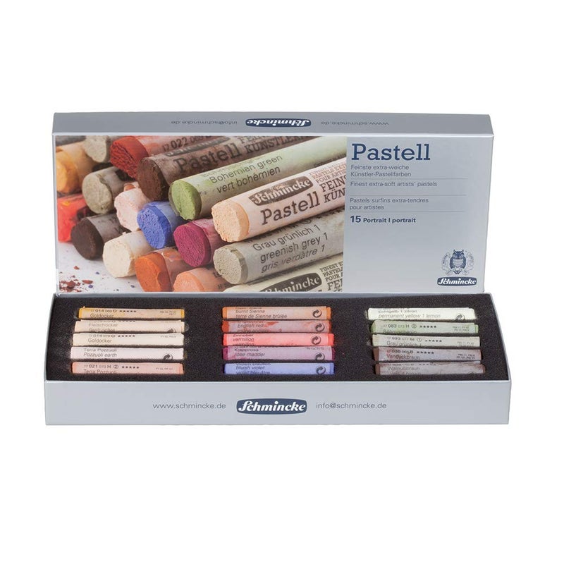 Schmincke - Pastels, 15 colors Portrait, 77 415 097, boxed set with 15 pastels, handmade pastels, brilliant, velvety matt, highly lightfast colors - Image 1
